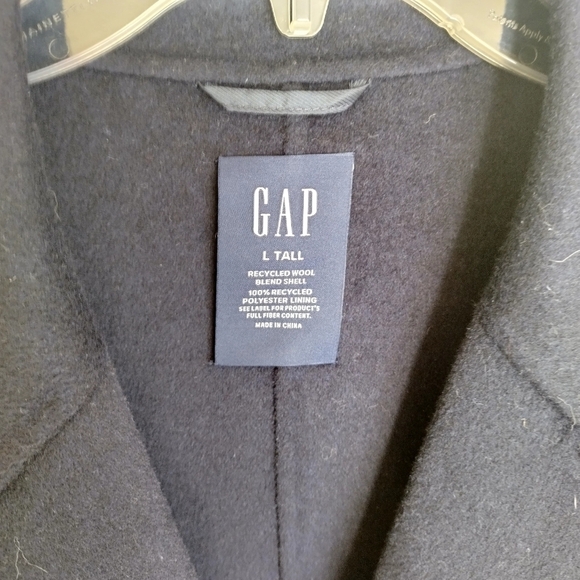 GAP cocoon recycled wool blend oversized coat sz L tall navy - Picture 4 of 10
